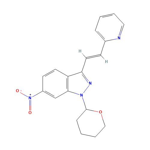 (E)-6-Nitro-3-[2-(pyridin-2-yl)ethenyl]-1-(tetrahydro-2H-pyran-2-yl)-1H-indazole (CAS: 886230-75-7) - Related Chemical Product