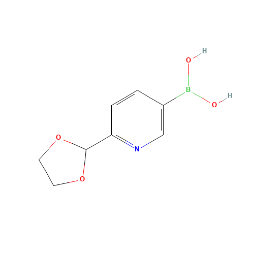 [6-(1,3-Dioxolan-2-yl)-3-pyridinyl]boronic acid (CAS: 1072952-38-5) - Chemical Structure and Molecular Formula 