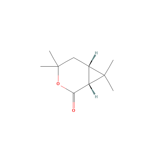 (1R,6S)-4,4,7,7-Tetramethyl-3-oxabicyclo[4.1.0]heptan-2-one (CAS: 14087-70-8) - Chemical Structure and Molecular Formula 