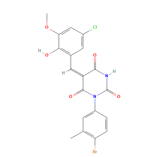 (5E)-1-(4-Bromo-3-methylphenyl)-5-(5-chloro-2-hydroxy-3-methoxybenzylidene)-2,4,6(1H,3H,5H)-pyrimidinetrione (CAS: 6063-89-4) - Related Chemical Product