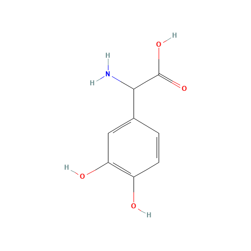 Amino(3,4-dihydroxyphenyl)acetic acid (CAS: 16534-84-2) - Chemical Structure and Molecular Formula 