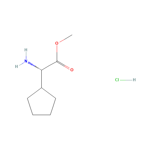 Methyl (2S)-amino(cyclopentyl)acetate hydrochloride (1:1) (CAS: 14328-62-2) - Chemical Structure and Molecular Formula 