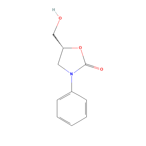 (R)-5-(HYDROXYMETHYL)-3-PHENYLOXAZOLIDIN-2-ONE (CAS: 99827-73-3) - Chemical Structure and Molecular Formula 