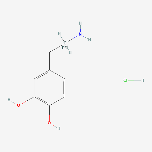 3,4-DIHYDROXYPHENYLETHYLAMINE-8-14C HYDROCHLORIDE-8-14C (CAS: 60109-35-5) - Chemical Structure and Molecular Formula 