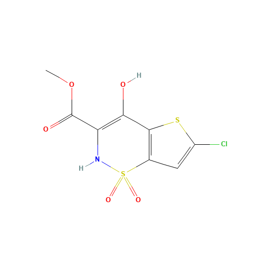 6-chloro-4-hydroxy-3-metho-xycarbonyl-2H-thieno[2,3-e]-1,2-thiazine-1,1-dioxide (CAS: 70374-51-5) - Related Chemical Product