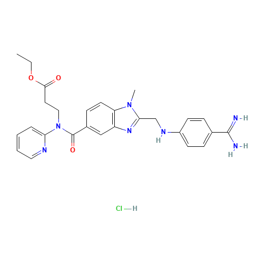 N-[[2-[[[4-(Aminoiminomethyl)phenyl]amino]methyl]-1-methyl-1H-benzimidazol-5-yl]carbonyl]-N-(2-pyridinyl)-beta-alanine ethyl ester hydrochloride (CAS: 211914-50-0) - Related Chemical Product