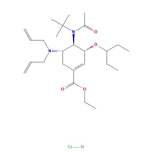 (3R,4R,5S)-4-N-Acetyl(1,1-dimethylethyl)amino-5-N,N-diallylamino-3-(1-ethylpropoxy)-1-cyclohexene-1-carboxylic acid ethyl ester monohydrochloride (CAS: 651324-08-2) - Related Chemical Product