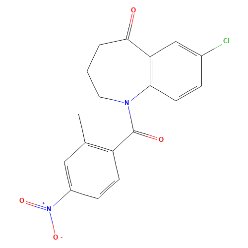 7-Chloro-1,2,3,4-tetrahydro-1-(2-methyl-4-nitrobenzoyl)-5H-1-benzazepin-5-one (CAS: 137982-91-3) - Chemical Structure and Molecular Formula 