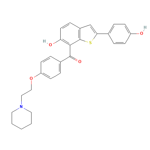 [6-Hydroxy-2-(4-hydroxyphenyl)-benzo[b]thien-7-yl][4-[2-(1-piperidinyl) ethoxy]phenyl]methanone (CAS: 1391054-73-1) - Chemical Structure and Molecular Formula 