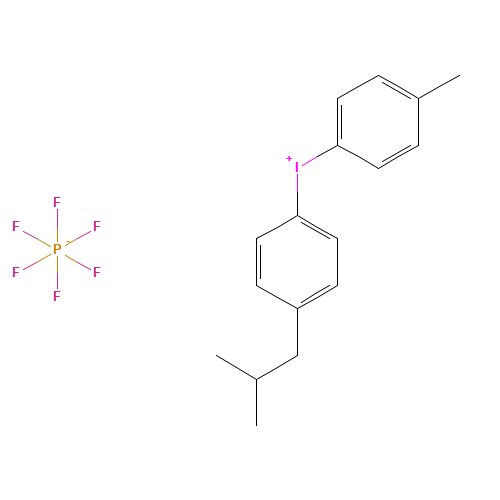 [4-methylphenyl-(4-(2-methylpropyl)phenyl)]iodonium hexafluorophosphate (CAS: 344562-80-7) - Chemical Structure and Molecular Formula 