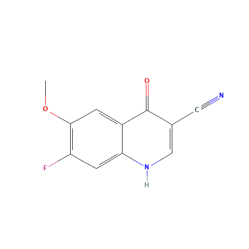7-FLUORO-6-METHOXY-4-OXO-1,4-DIHYDROQUINOLINE-3-CARBONITRILE (CAS: 622369-38-4) - Chemical Structure and Molecular Formula 