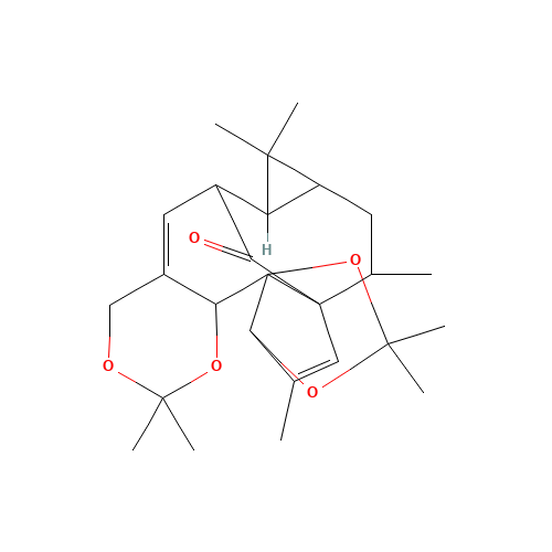 (1aR,7bR)-1aα,2,7aα,13,14,14aα-Hexahydro-1,1,6,6,9,9,11,13α-octamethyl-10aαH-2α,12aα-methano-1H,4H-cyclopropa[5,6][1,3]dioxolo[2',3']cyclopenta[1',2':9,10]cyclodeca[1,2-d][1,3]dioxin-15-one (CAS: 77573-44-5) - Related Chemical Product