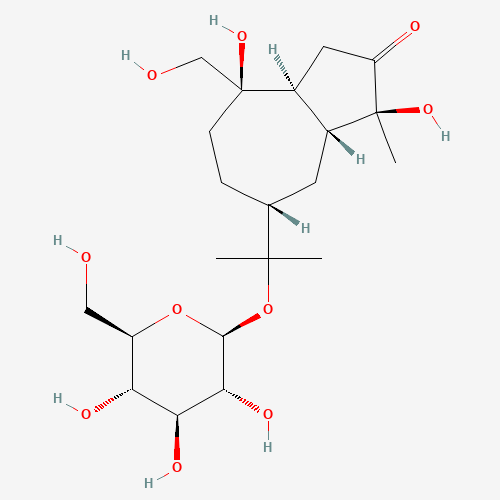 2-[(3S,3aR,5R,8R,8aS)-3,8-Dihydroxy-8-(hydroxymethyl)-3-methyl-2-oxodecahydro-5-azulenyl]-2-propanyl β-D-glucopyranoside (CAS: 126054-77-1) - Related Chemical Product