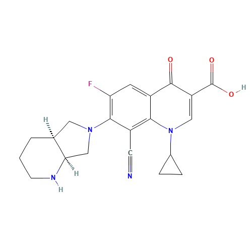 8-cyano-1-cyclopropyl-7-((1S,6S)-2,8-diazabicyclo[4.3.0]nonan-8-yl)-6-fluoro-1,4-dihydro-4-oxo-3-quinolinecarboxylic acid (CAS: 195532-12-8) - Related Chemical Product