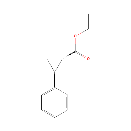 Cyclopropanecarboxylic acid, 2-phenyl-,ethyl ester (CAS: 34702-96-0) - Chemical Structure and Molecular Formula 