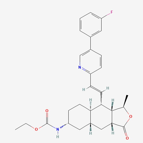 ethyl N-[(1R,3aR,4aR,6R,8aR,9S,9aS)-9-[(E)-2-[5-(3-fluorophenyl)pyridin-2-yl]ethenyl]-1-methyl-3-oxo-3a,4,4a,5,6,7,8,8a,9,9a-decahydro-1H-benzo[f][2]benzofuran-6-yl]carbamate (CAS: 618385-01-6) - Related Chemical Product