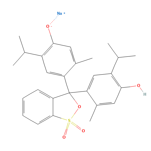 sodium;4-[3-(4-hydroxy-2-methyl-5-propan-2-ylphenyl)-1,1-dioxo-2,1$l^{6}-benzoxathiol-3-yl]-5-methyl-2-propan-2-ylphenolate (CAS: 62625-21-2) - Related Chemical Product
