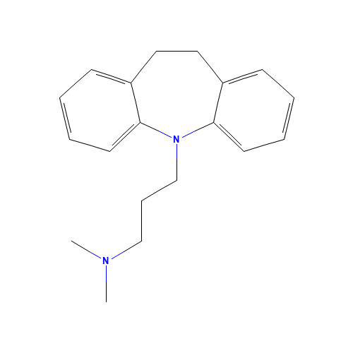 3-(5,6-dihydrobenzo[b][1]benzazepin-11-yl)-N,N-dimethylpropan-1-amine (CAS: 50-49-7) - Chemical Structure and Molecular Formula 