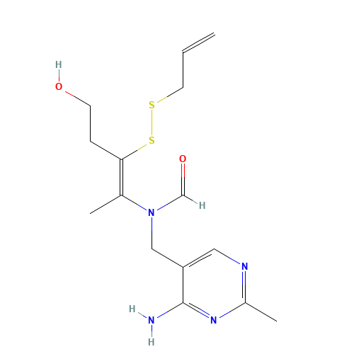 N-[(4-amino-2-methylpyrimidin-5-yl)methyl]-N-[(Z)-5-hydroxy-3-(prop-2-enyldisulfanyl)pent-2-en-2-yl]formamide (CAS: 554-44-9) - Related Chemical Product
