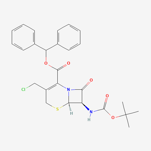 (6R,7R)-Benzhydryl 7-((tert-butoxycarbonyl)amino)-3-(chloromethyl)-8-oxo-5-thia-1-azabicyclo[4.2.0]oct-2-ene-2-carboxylate (CAS: 112028-91-8) - Related Chemical Product