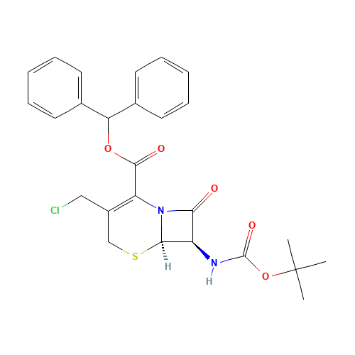 (6R,7R)-Benzhydryl 7-((tert-butoxycarbonyl)amino)-3-(chloromethyl)-8-oxo-5-thia-1-azabicyclo[4.2.0]oct-2-ene-2-carboxylate (CAS: 112028-91-8) - Related Chemical Product
