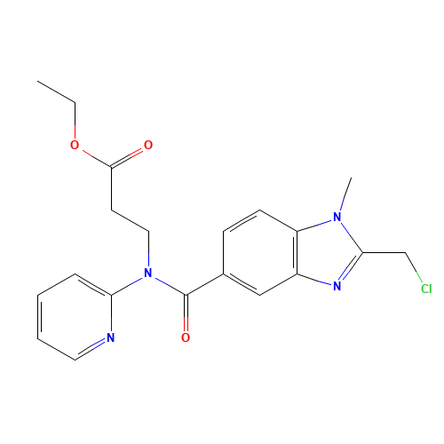 Ethyl 3-(2-(chloromethyl)-1-methyl-N-(pyridin-2-yl)-1H-benzo[d]imidazole-5-carboxamido)propanoate (CAS: 1307233-94-8) - Chemical Structure and Molecular Formula 