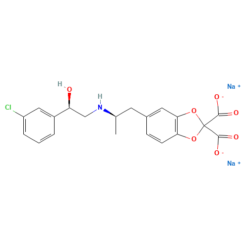 disodium;5-[(2R)-2-[[(2R)-2-(3-chlorophenyl)-2-hydroxyethyl]amino]propyl]-1,3-benzodioxole-2,2-dicarboxylate (CAS: 138908-40-4) - Related Chemical Product