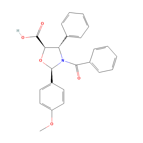 (2R,4S,5R)-3-Benzoyl-2-(4-methoxyphenyl)-4-phenyl-5-oxazolidinecarboxylic acid (CAS: 157826-10-3) - Chemical Structure and Molecular Formula 