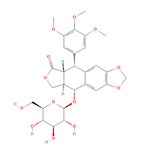 8-oxo-9-(3,4,5-trimethoxyphenyl)-5,5a,6,8,8a,9-hexahydrofuro[3',4':6,7]naphtho[2,3-d][1,3]dioxol-5-yl hexopyranoside (CAS: 16481-54-2) - Related Chemical Product
