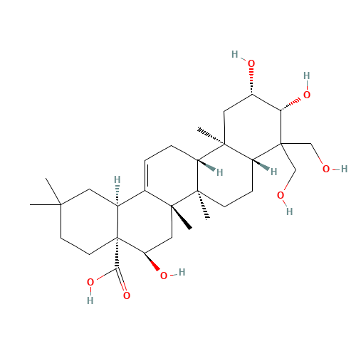 5,10,11-trihydroxy-9,9-bis(hydroxymethyl)-2,2,6a,6b,12a-pentamethyl-1,3,4,5,6,6a,7,8,8a,10,11,12,13,14b-tetradecahydropicene-4a-carboxylic acid (CAS: 22327-82-8) - Related Chemical Product