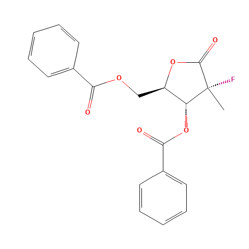 ((2R,3R,4R)-3-(benzoyloxy)-4-fluoro-4-methyl-5-oxotetrahydrofuran-2-yl)methyl benzoate (CAS: 874638-80-9) - Chemical Structure and Molecular Formula 