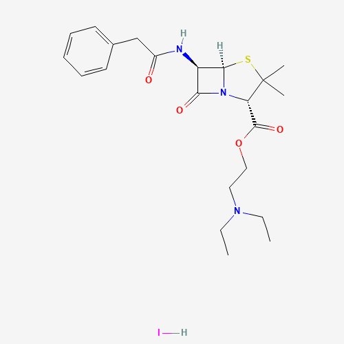 2-(diethylamino)ethyl (2S,5R,6R)-3,3-dimethyl-7-oxo-6-[(2-phenylacetyl)amino]-4-thia-1-azabicyclo[3.2.0]heptane-2-carboxylate;hydroiodide (CAS: 808-71-9) - Related Chemical Product