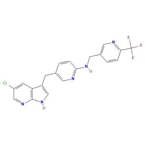 5-[(5-chloro-1H-pyrrolo[2,3-b]pyridin-3-yl)methyl]-N-[[6-(trifluoromethyl)pyridin-3-yl]methyl]pyridin-2-amine (CAS: 1029044-16-3) - Related Chemical Product