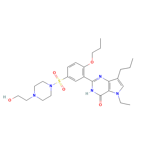 5-ethyl-2-[5-[4-(2-hydroxyethyl)piperazin-1-yl]sulfonyl-2-propoxyphenyl]-7-propyl-1H-pyrrolo[3,2-d]pyrimidin-4-one (CAS: 862189-95-5) - Related Chemical Product