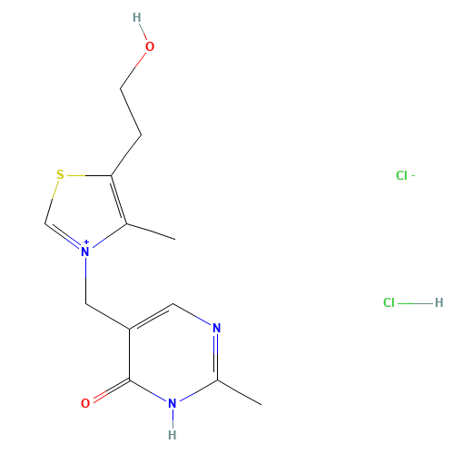 5-[[5-(2-hydroxyethyl)-4-methyl-1,3-thiazol-3-ium-3-yl]methyl]-2-methyl-1H-pyrimidin-6-one;chloride;hydrochloride (CAS: 614-05-1) - Related Chemical Product