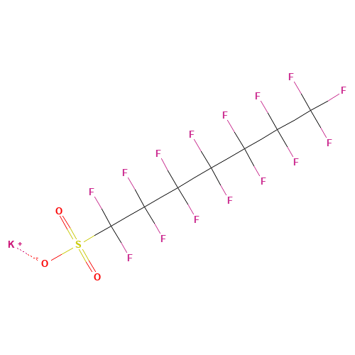 potassium;1,1,2,2,3,3,4,4,5,5,6,6,7,7,7-pentadecafluoroheptane-1-sulfonate (CAS: 60270-55-5) - Chemical Structure and Molecular Formula 