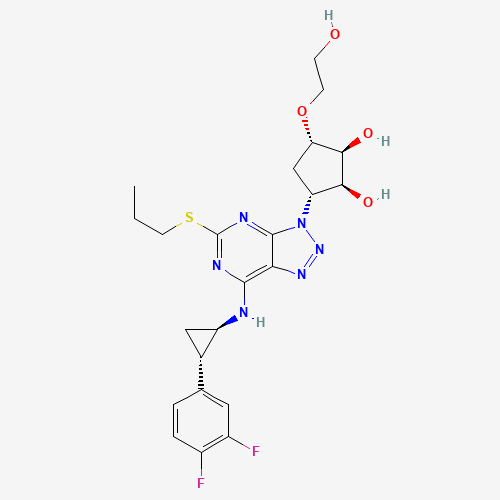 (1S,2S,3R,5S)-3-[7-[[(1R,2S)-2-(3,4-difluorophenyl)cyclopropyl]amino]-5-propylsulfanyltriazolo[4,5-d]pyrimidin-3-yl]-5-(2-hydroxyethoxy)cyclopentane-1,2-diol (CAS: 274693-27-5) - Related Chemical Product