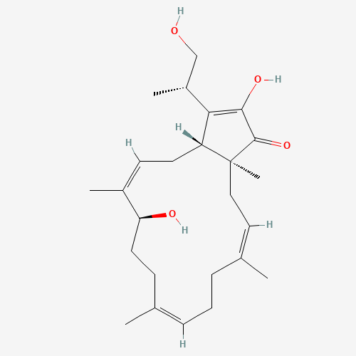 (1R,3Z,5S,8Z,12Z,15S)-5,17-dihydroxy-18-[(2S)-1-hydroxypropan-2-yl]-4,8,12,15-tetramethylbicyclo[13.3.0]octadeca-3,8,12,17-tetraen-16-one (CAS: 146436-22-8) - Related Chemical Product