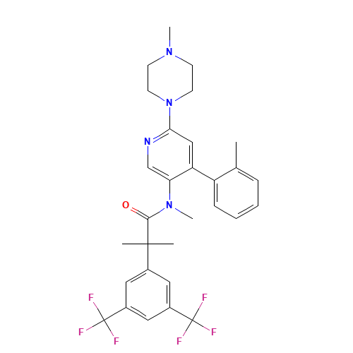 2-[3,5-bis(trifluoromethyl)phenyl]-N,2-dimethyl-N-[4-(2-methylphenyl)-6-(4-methylpiperazin-1-yl)pyridin-3-yl]propanamide (CAS: 290297-26-6) - Related Chemical Product
