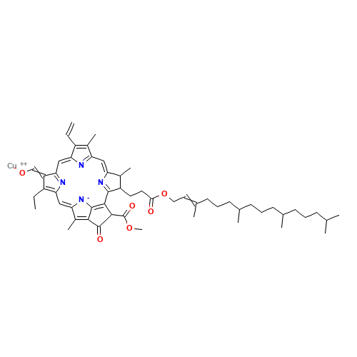Copper, [3,7,11,15-tetramethyl-2-hexadecenyl 9-ethenyl-14-ethyl-13-formyl-21-(methoxycarbonyl)-4,8,18-trimethyl-20-oxo-3 (CAS: 24111-17-9) - Related Chemical Product