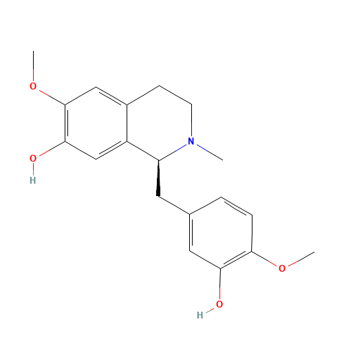 (1S)-1-[(3-hydroxy-4-methoxyphenyl)methyl]-6-methoxy-2-methyl-3,4-dihydro-1H-isoquinolin-7-ol (CAS: 485-19-8) - Related Chemical Product