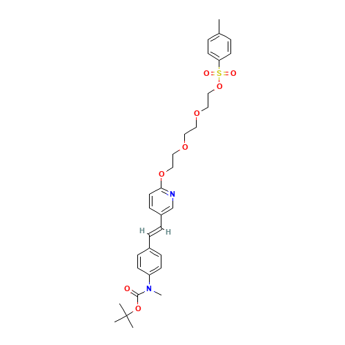(E)-2-[2-[2-[5-[4-[tert-butoxycarbonyl[methyl]amino]styryl]pyridine-2-yloxy]ethoxy]ethoxy]ethyl 4-methylbenzenesulfonate (CAS: 1205550-99-7) - Related Chemical Product