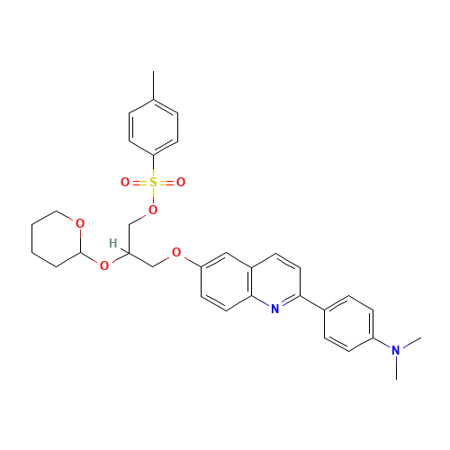 3-((2-(4-(dimethylamino)phenyl)quinolin-6-yl)oxy)-2-((tetrahydro-2H-pyran-2-yl)oxy)propyl 4-methylbenzenesulfonate (CAS: 1374107-64-8) - Related Chemical Product