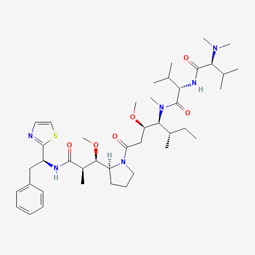 (2S)-2-[[(2S)-2-(dimethylamino)-3-methylbutanoyl]amino]-N-[(3R,4S,5S)-3-methoxy-1-[(2S)-2-[(1R,2R)-1-methoxy-2-methyl-3-oxo-3-[[(1S)-2-phenyl-1-(1,3-thiazol-2-yl)ethyl]amino]propyl]pyrrolidin-1-yl]-5-methyl-1-oxoheptan-4-yl]-N,3-dimethylbutanamide (CAS: 110417-88-4) - Related Chemical Product