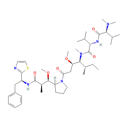 (2S)-2-[[(2S)-2-(dimethylamino)-3-methylbutanoyl]amino]-N-[(3R,4S,5S)-3-methoxy-1-[(2S)-2-[(1R,2R)-1-methoxy-2-methyl-3-oxo-3-[[(1S)-2-phenyl-1-(1,3-thiazol-2-yl)ethyl]amino]propyl]pyrrolidin-1-yl]-5-methyl-1-oxoheptan-4-yl]-N,3-dimethylbutanamide (CAS: 110417-88-4) - Related Chemical Product