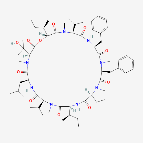 (3S,6S,9S,12R,15R,18S,21S,24R)-3,6-dibenzyl-12,24-bis[(2R)-butan-2-yl]-15-(2-hydroxypropan-2-yl)-4,10,16,22-tetramethyl-18-(2-methylpropyl)-9,21-di(propan-2-yl)-13-oxa-1,4,7,10,16,19,22,25-octazabicyclo[25.3.0]triacontane-2,5,8,11,14,17,20,23,26-nonone (CAS: 127785-64-2) - Related Chemical Product