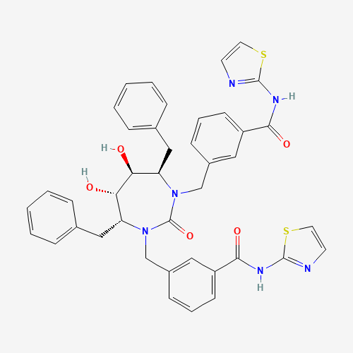 3-[[(4R,5S,6S,7R)-4,7-dibenzyl-5,6-dihydroxy-2-oxo-3-[[3-(1,3-thiazol-2-ylcarbamoyl)phenyl]methyl]-1,3-diazepan-1-yl]methyl]-N-(1,3-thiazol-2-yl)benzamide (CAS: 183854-11-7) - Related Chemical Product