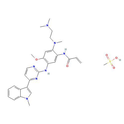 N-[2-[2-(dimethylamino)ethyl-methylamino]-4-methoxy-5-[[4-(1-methylindol-3-yl)pyrimidin-2-yl]amino]phenyl]prop-2-enamide;methanesulfonic acid (CAS: 1421373-66-1) - Related Chemical Product