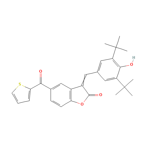 (3Z)-3-[(3,5-ditert-butyl-4-hydroxyphenyl)methylidene]-5-(thiophene-2-carbonyl)-1-benzofuran-2-one (CAS: 77213-34-4) - Related Chemical Product