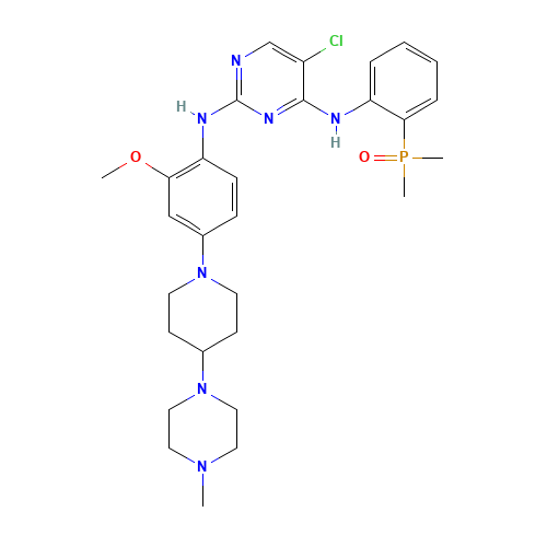 5-chloro-4-N-(2-dimethylphosphorylphenyl)-2-N-[2-methoxy-4-[4-(4-methylpiperazin-1-yl)piperidin-1-yl]phenyl]pyrimidine-2,4-diamine (CAS: 1197953-54-0) - Related Chemical Product